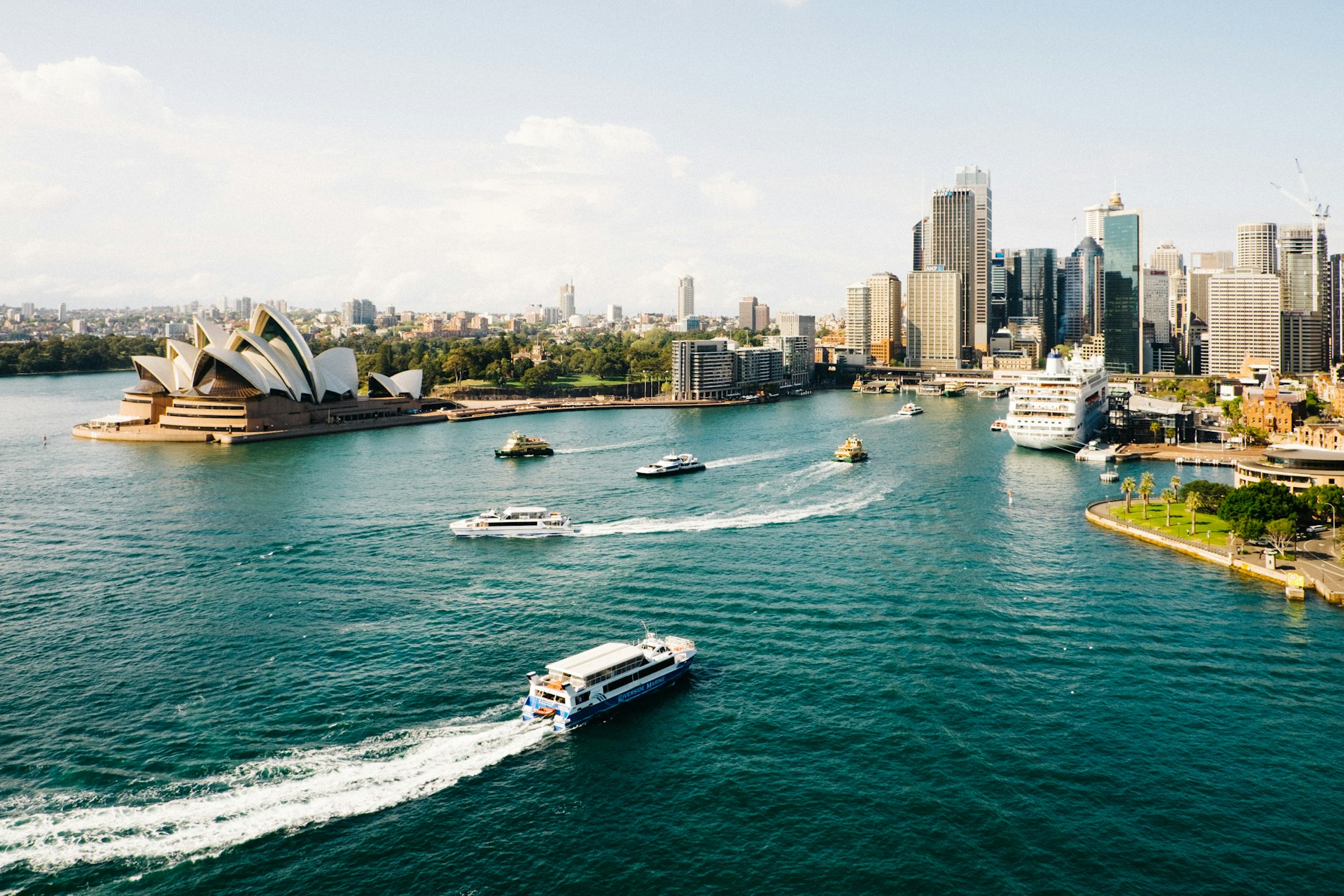 Sydney Opera House with harbor bridge in background